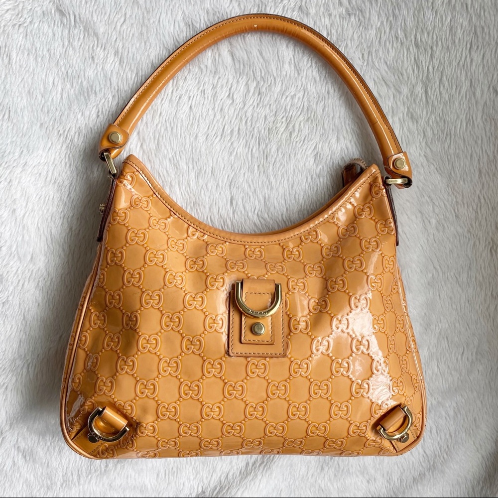 Gucci Abby D-Ring Patent Leather Hobo Bag